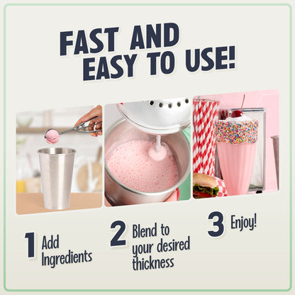 Milkshake Maker 2-Speed 16 Oz Milk Shake Blender Retro Kitchen Appliance, Jade