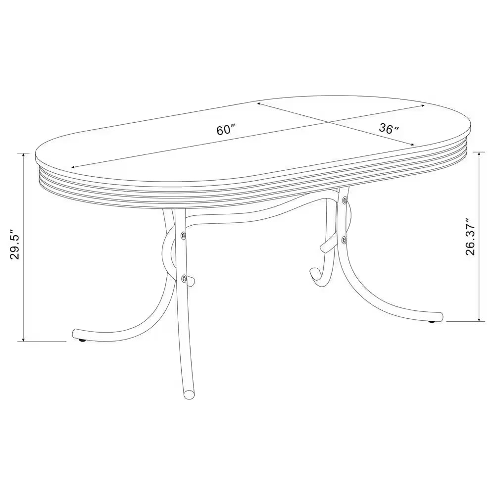 Retro Glossy White and Chrome Wood Top Oval Pedestal Dining Table Seats 6