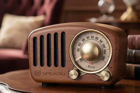 Vintage  Walnut Wood Bluetooth Speaker Radio - Retro Style, Bass Enhancement, Loud Volume, Bluetooth 5.0, MP3 & FM Radio